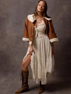 Poesy Skirt in Cream Joyfolie Lace Boho White Asymmetrical Irregular Hem